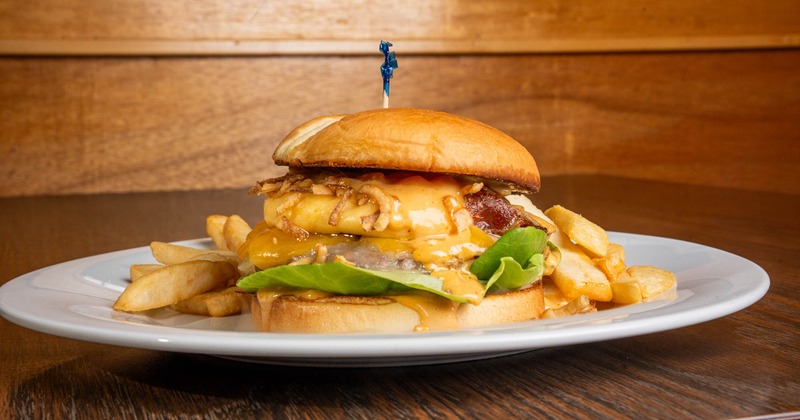 The served cheese burger