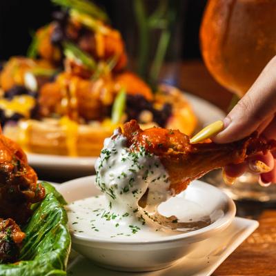 Dipping chicken wing