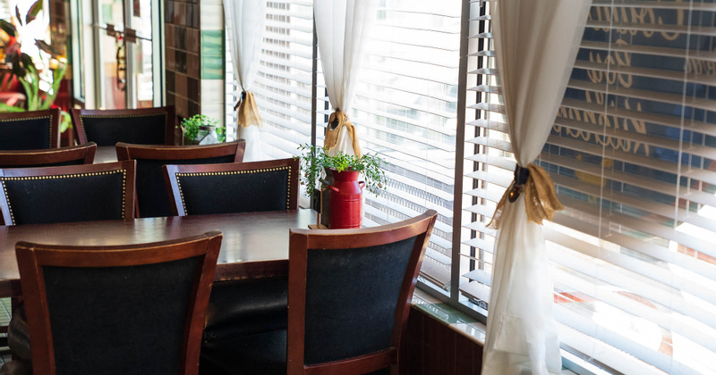 Interior, tables by the window