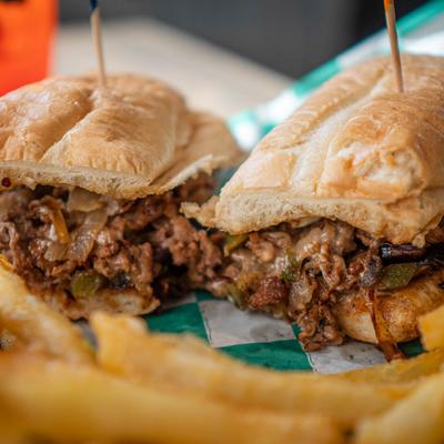 Philly Cheese steak sandwiches and fries