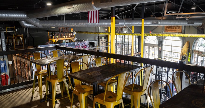 Interior, seating area, tables and chairs