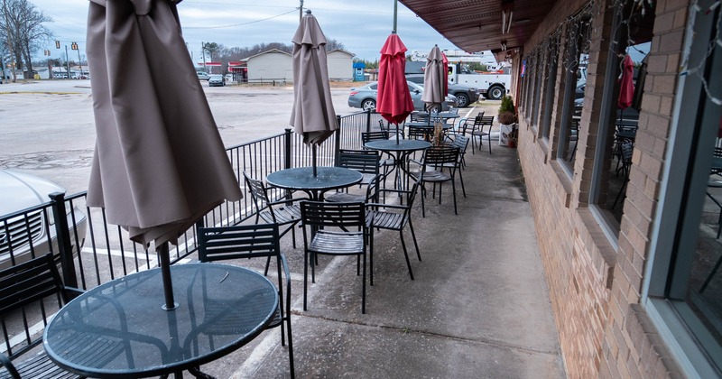 Patio area, tables and chairs