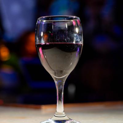 Glass of red wine.