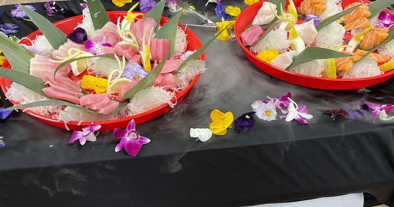 A beautiful and elaborate platter of sashimi