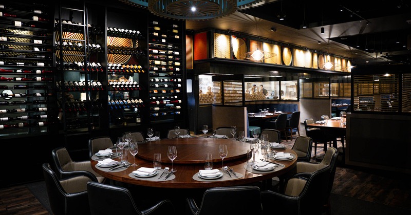 Interior, round diner tables