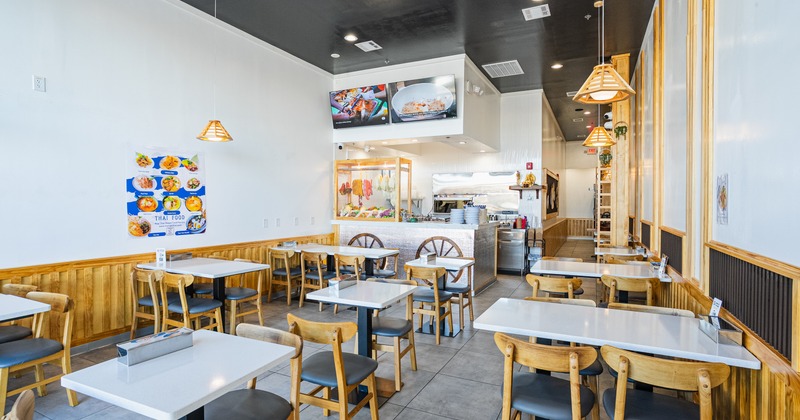 Interior, bright dining space