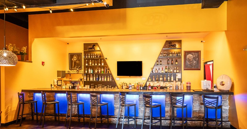 Interior, a bar with bar stools