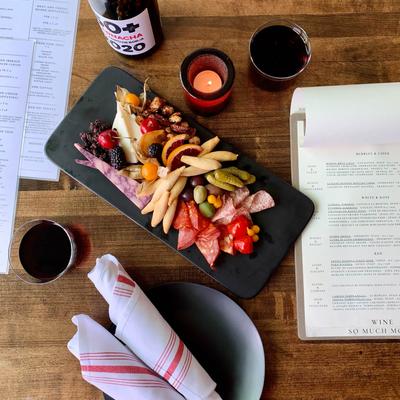 A top view of served meals and drinks.