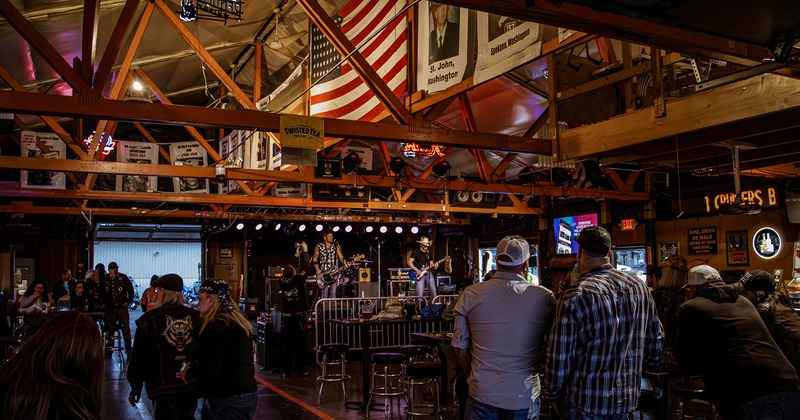 Interior space, guests have a great time listening to live music