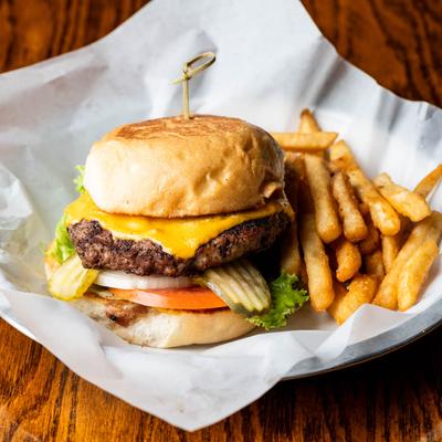 Cheeseburger and fries.
