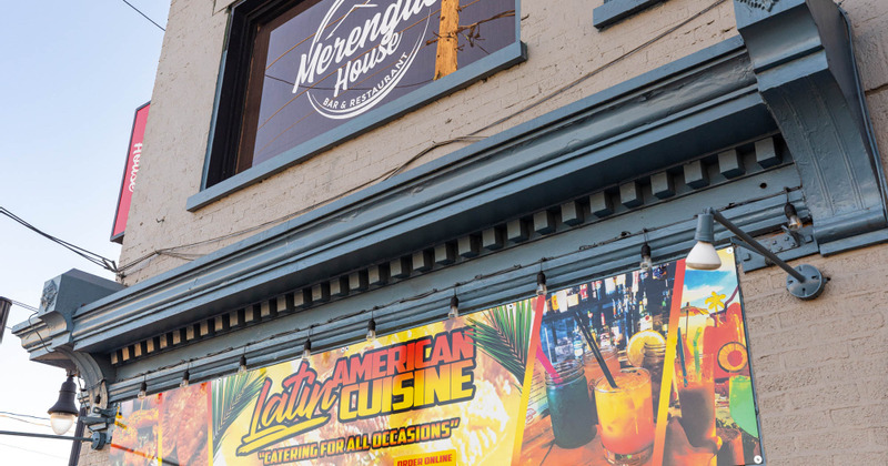Exterior, restaurant's name written on a window