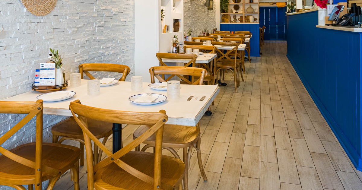 Interior, tables ready for guests
