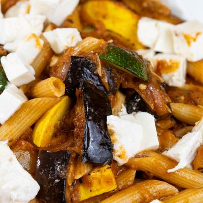 Pasta with vegetables and butter.