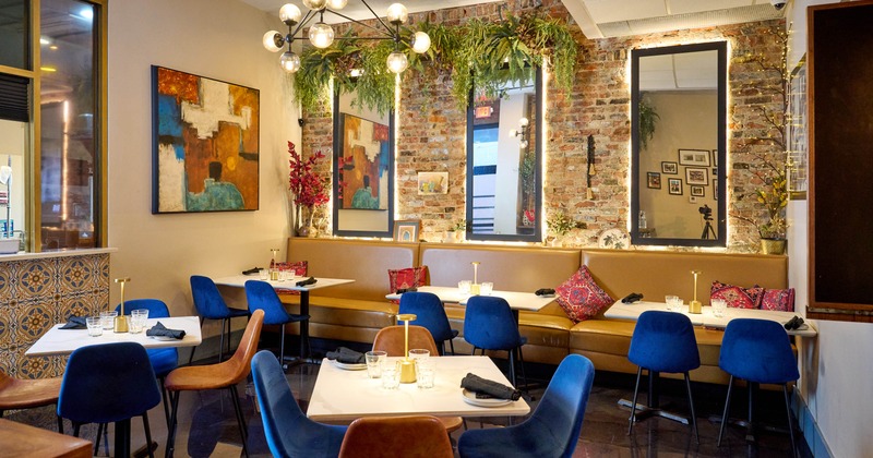 Interior dining area with tables and chairs