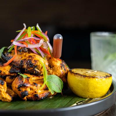 Garlic chipotle sauce and lemon marinated chicken