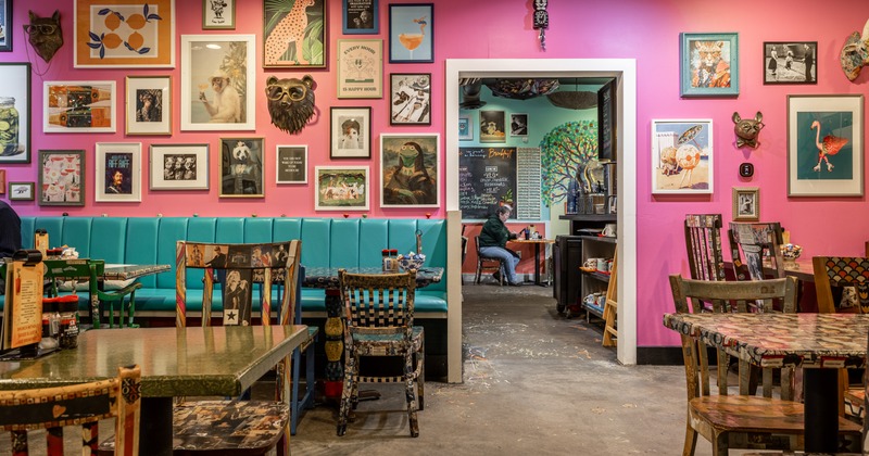 Interior, diner rooms, wide view