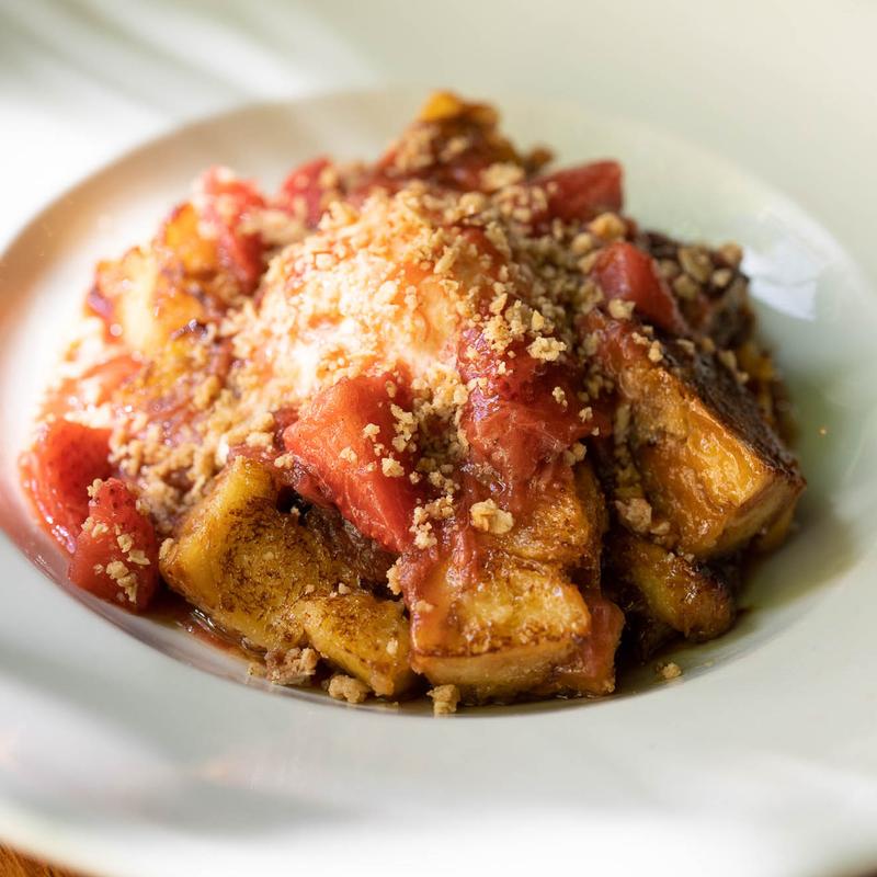 Strawberry & Rhubarb Bread Pudding photo