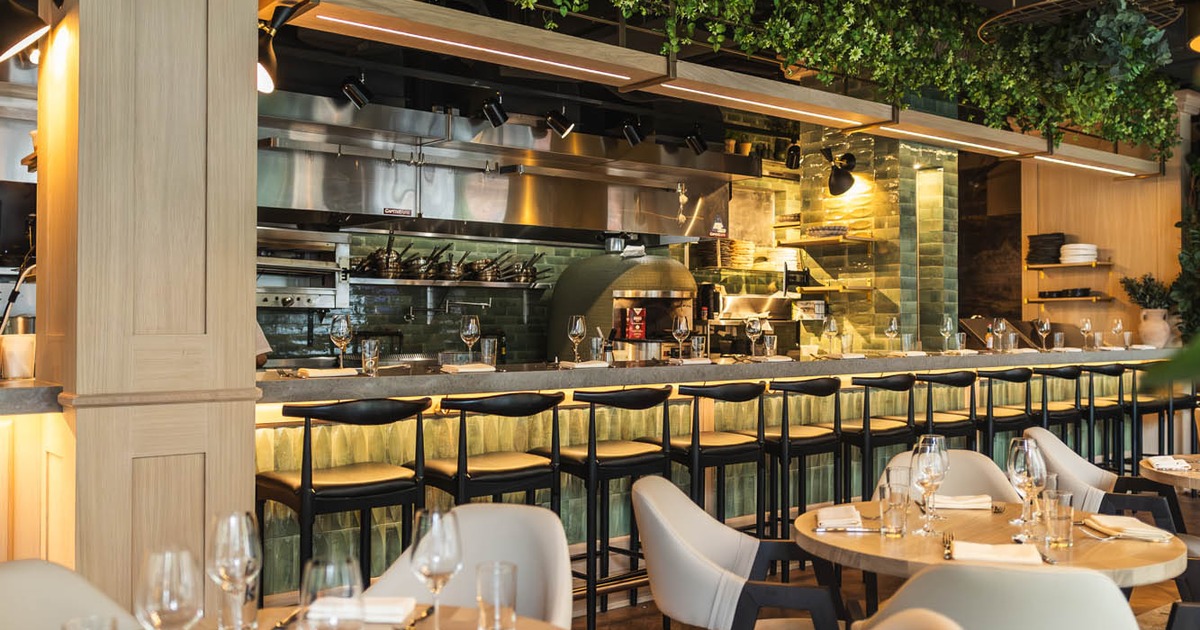 Interior, tables and chairs, bar and bar stools