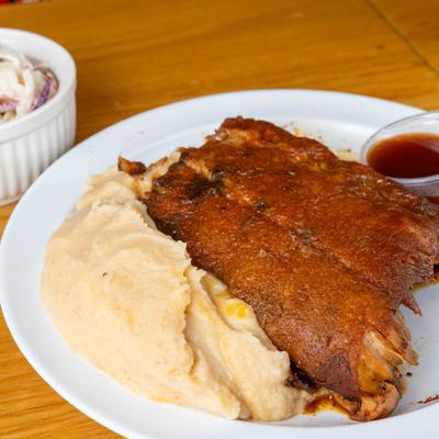 Rib Platter with a side of coleslaw.