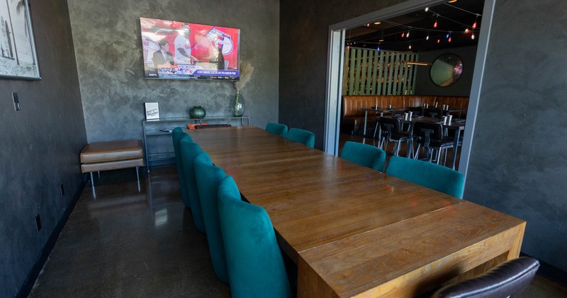 Interior, long table and chairs