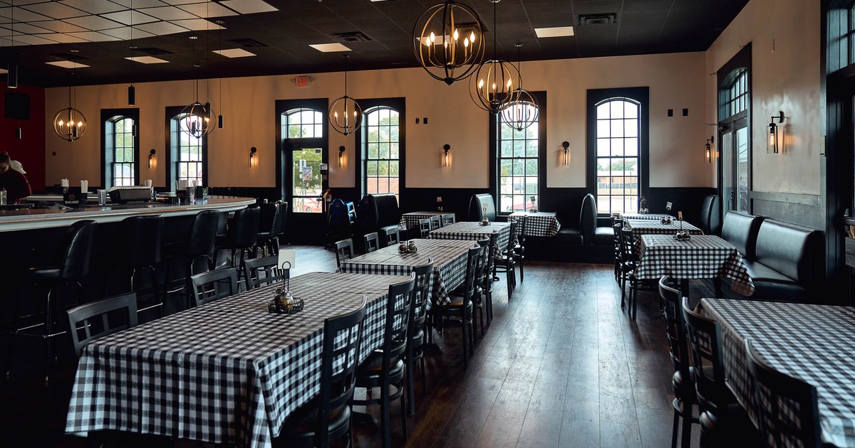 Restaurant interior, seating area