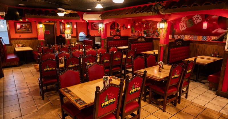 Interior, dining area with tables and chairs