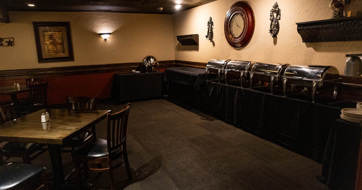 Buffet set up for party in the green room.