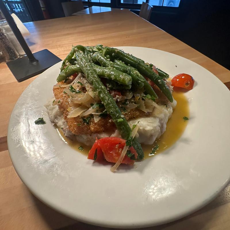 Panko-Crusted Chicken over Mashed photo