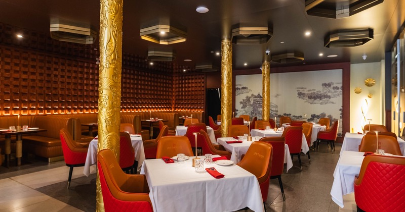 Dining area, tables ready for guests