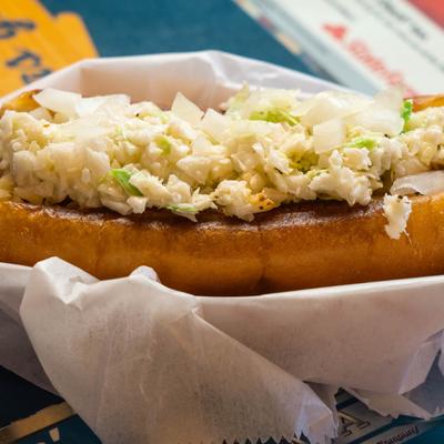 Yummmm! Bite into a good old-fashioned hot dog!.