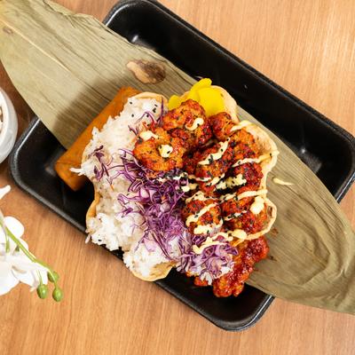 Spicy Buldak Chicken Rice Bowl.