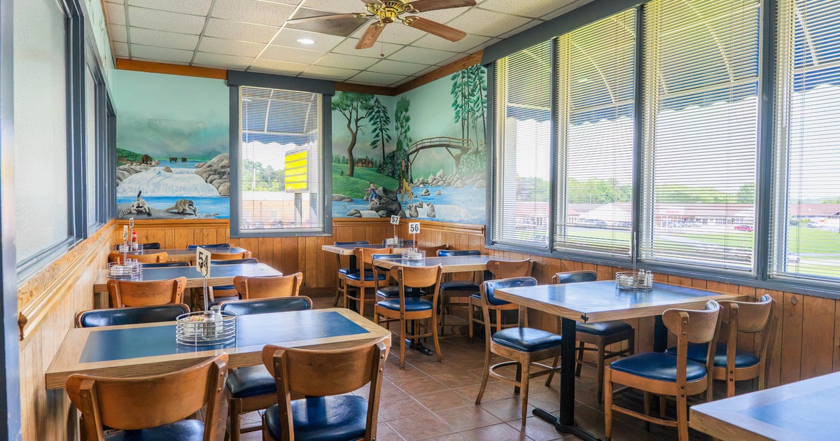 Interior, tables ready for guests