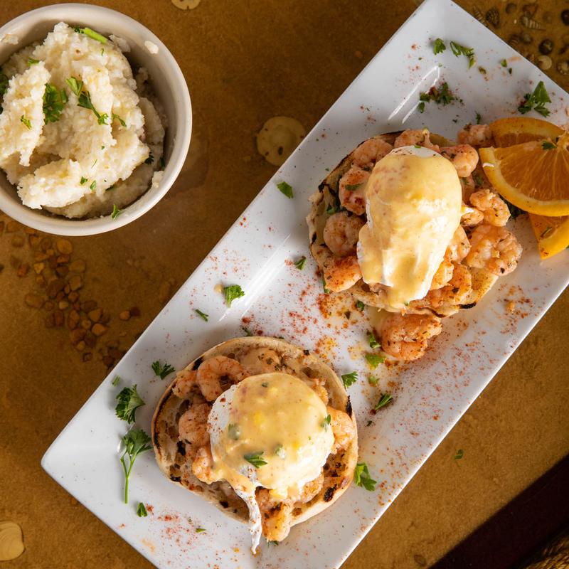 Sautéed Shrimp Eggs Benedict photo