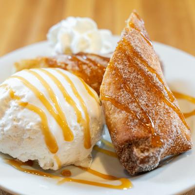 Deep fried cheesecake and ice cream.