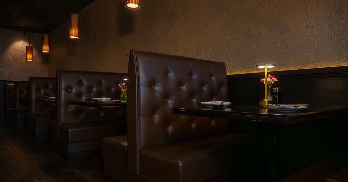 Interior, leather booths