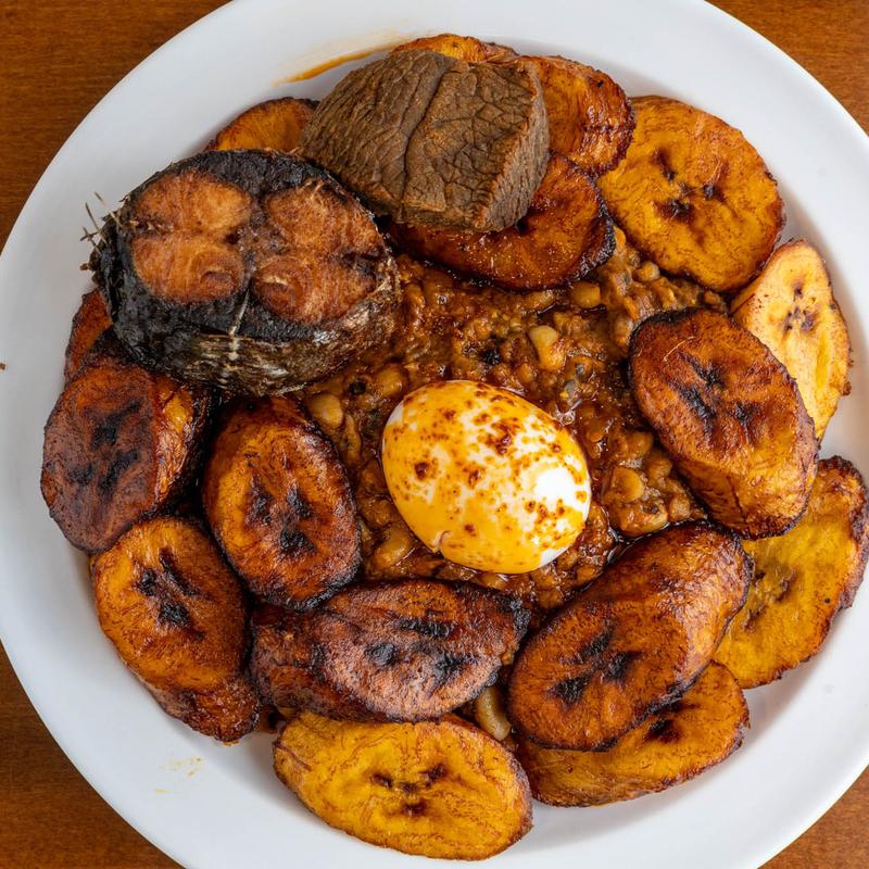 menu item 11 of 12, Stewed Beans with Fried Plantain (Red-Red)
