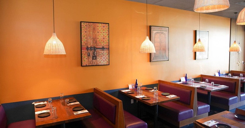 Interior, tables and seating booths