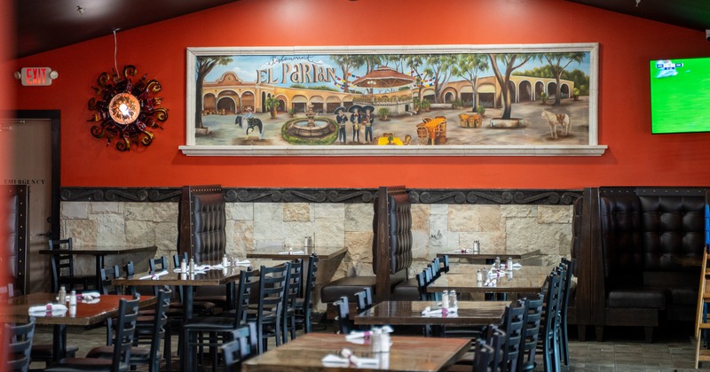 Diner area, tables, chairs