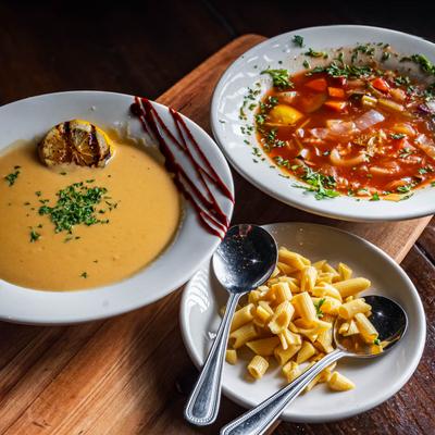 Our Lobster Bisque or Minestrone. Made daily!.