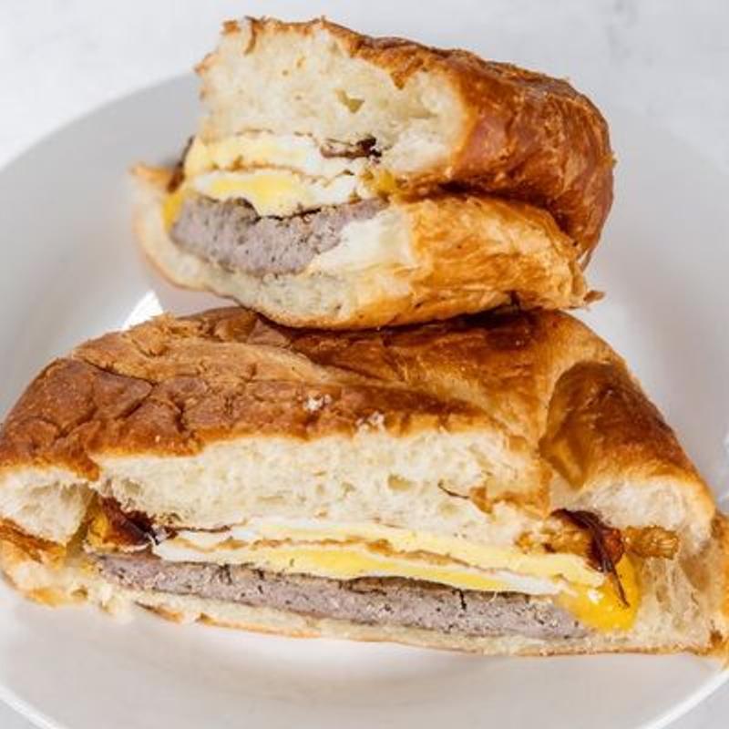 1 Egg, Meat And Cheese sandwich photo