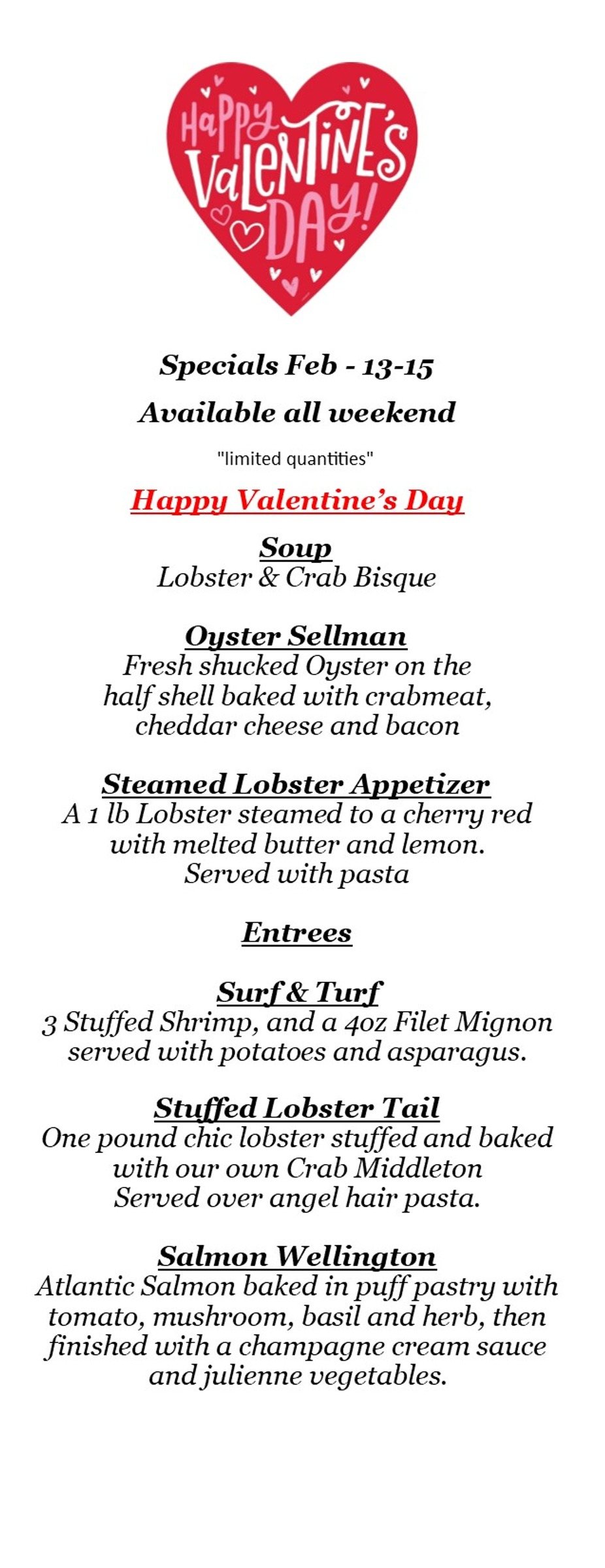 Valentine's Specials event photo