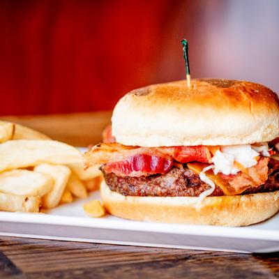 Galway Godfather burger served with fries.