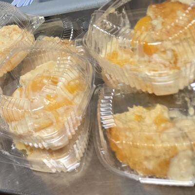 individual servings of peach cobbler.