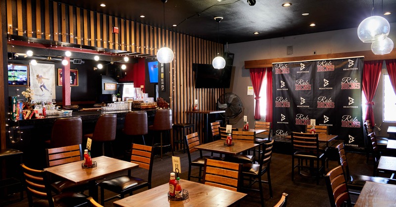 Interior, tables ready for guests
