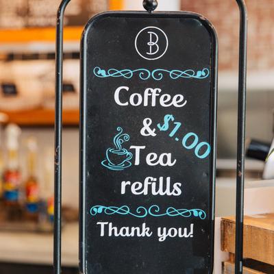 The restaurant's price board.