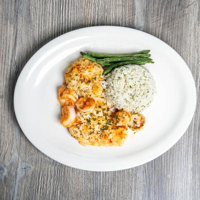 Broiled seafood combo.