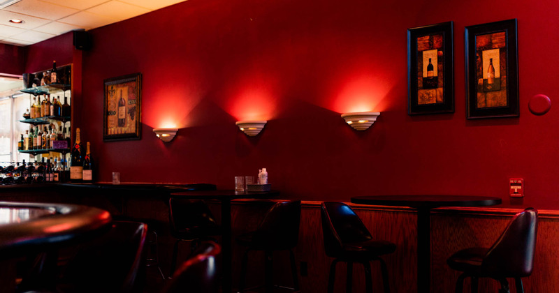 Interior, bar tables and chairs