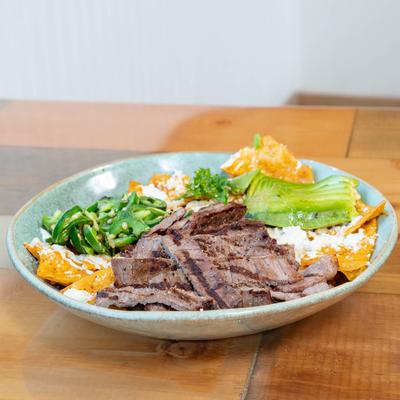 Carne asada chilaquiles.