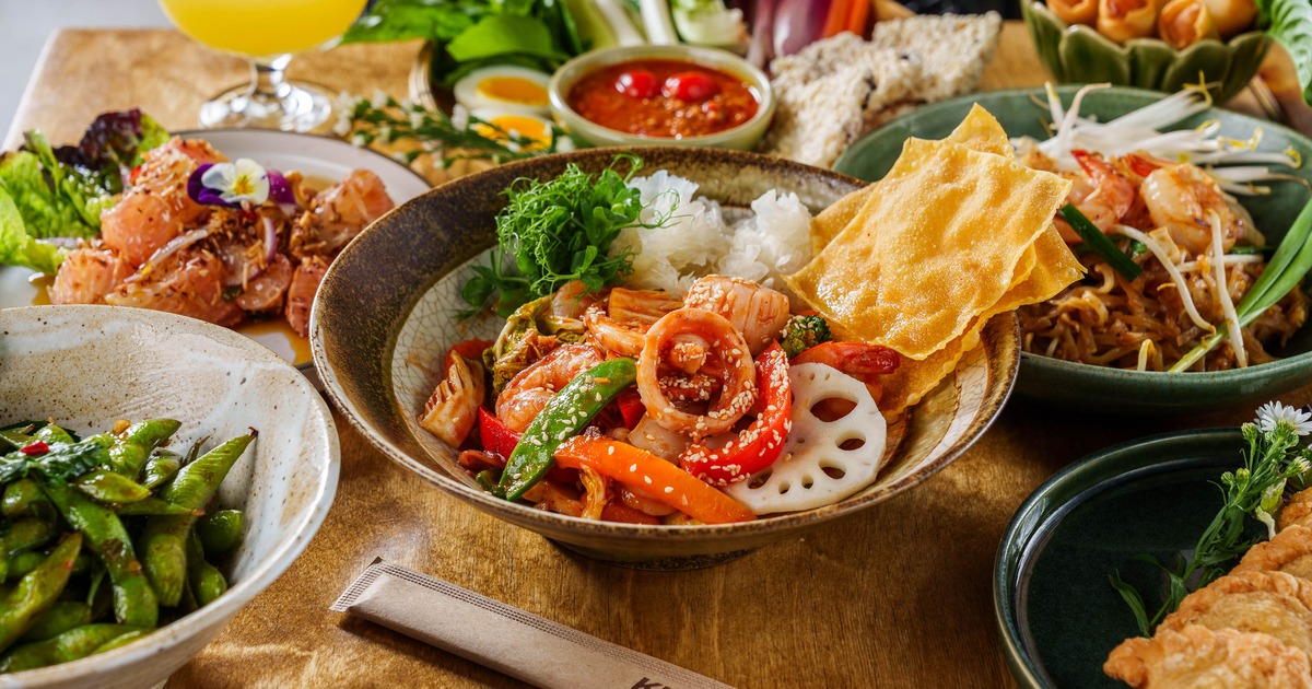 Spicy seafood stir fry served alongside other meals