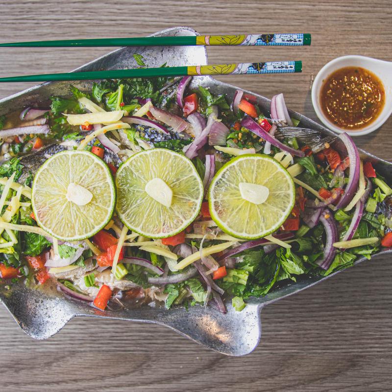 Steamed Fish with Lime Chili Sauce (Pla Nung Manow) photo
